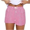 thumbnail image 2 of CALAFEBILA Cotton Bermuda Shorts for Women Plus Size Plaid Elastic Waist Casual Womens Plus Size with Pockets, 2 of 5
