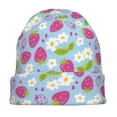 thumbnail image 7 of Xecao Strawberry And Flowers Print Beanie Knitted Hat for Men Women, Winter Fashion Knit Cuffed Caps Unisex, 7 of 7