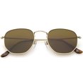 thumbnail image 1 of Modern Hexagonal Sunglasses Slim Metal Arms Neutral Colored Flat Lens 51mm (Gold / Brown), 1 of 4