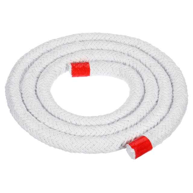 Unique Bargains 6.57ft x 0.75inch Ceramic Fiber Rope, Round Braided Rope High-Temperature Gasket Seal for Boiler Furnace Oven Kiln Casting, White