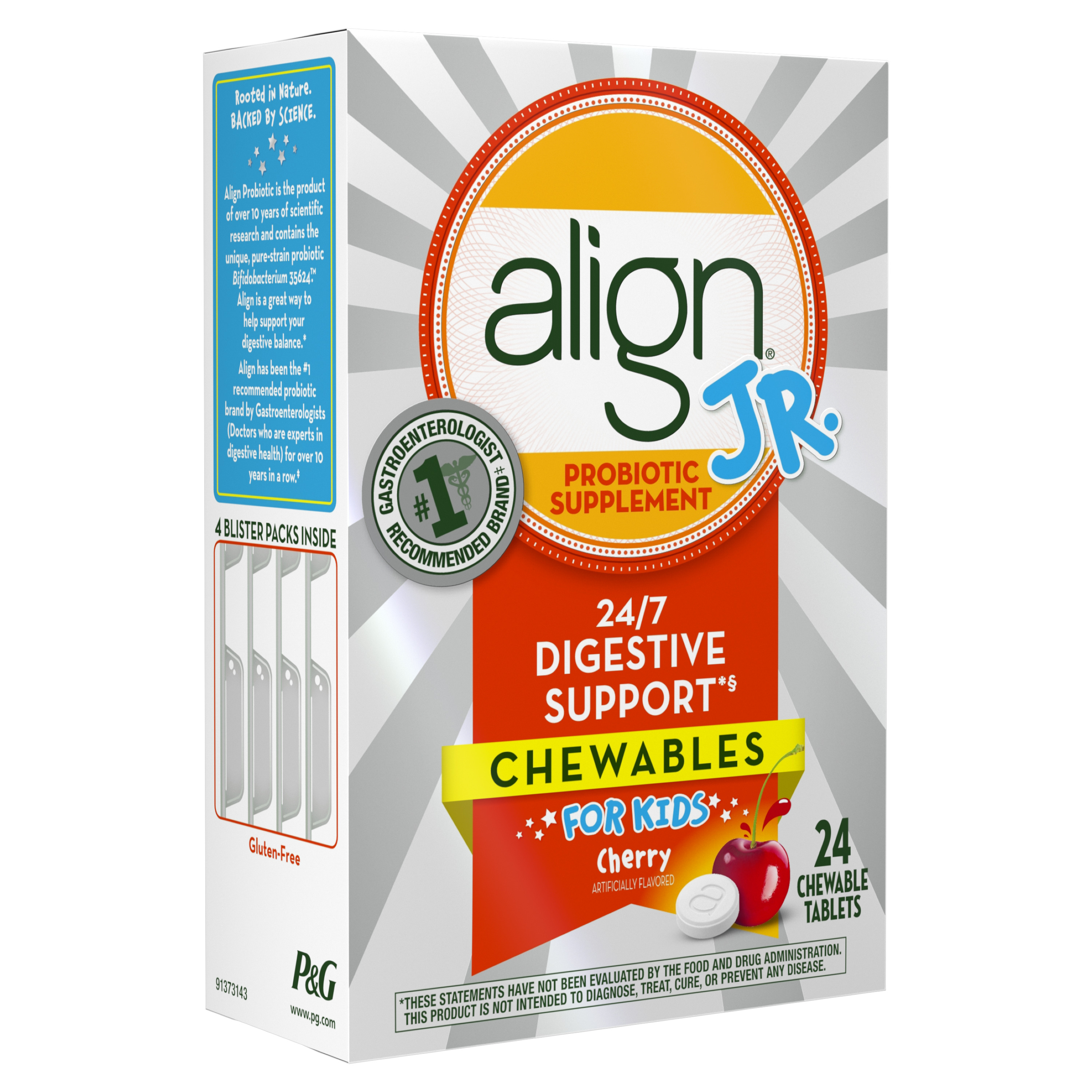 Align Jr. Chewables for Children, Daily Probiotic Supplement for Kids Digestive Health, Cherry Smoothie Flavor, 24 count, #1 Recommended Probiotic by Brand by Doctors - image 3 of 6