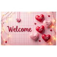 thumbnail image 3 of Welcome Banner Backdrop Decorative Pink Bows Romantic Valentines Day Hearts String Lights Party Wedding Anniversary Celebration Photo Props Poster Background, 3 of 4