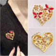 thumbnail image 4 of Broche de corazón con forma de mariposa, con cristales dorados y diamantes de imitación, para mujer, joyería de moda., 4 of 5