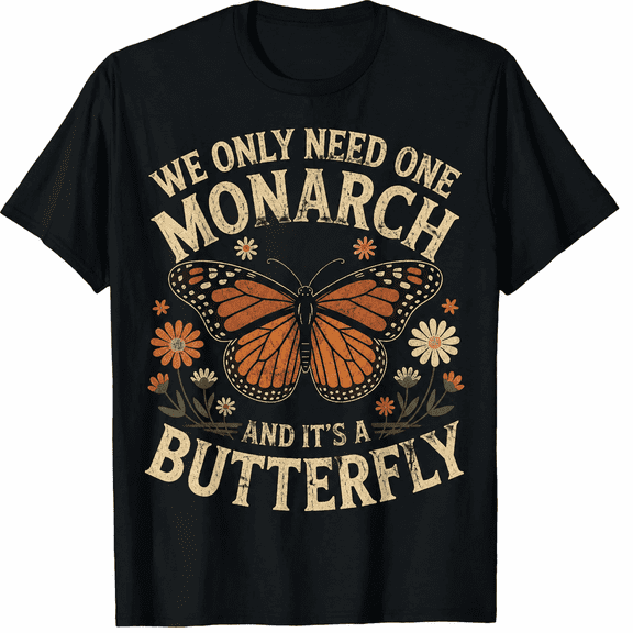 Vintage Monarch Butterfly Graphic T-Shirt for Women, Retro Floral Butterfly Print Tee, Nature Inspired Casual Short Sleeve Shirt