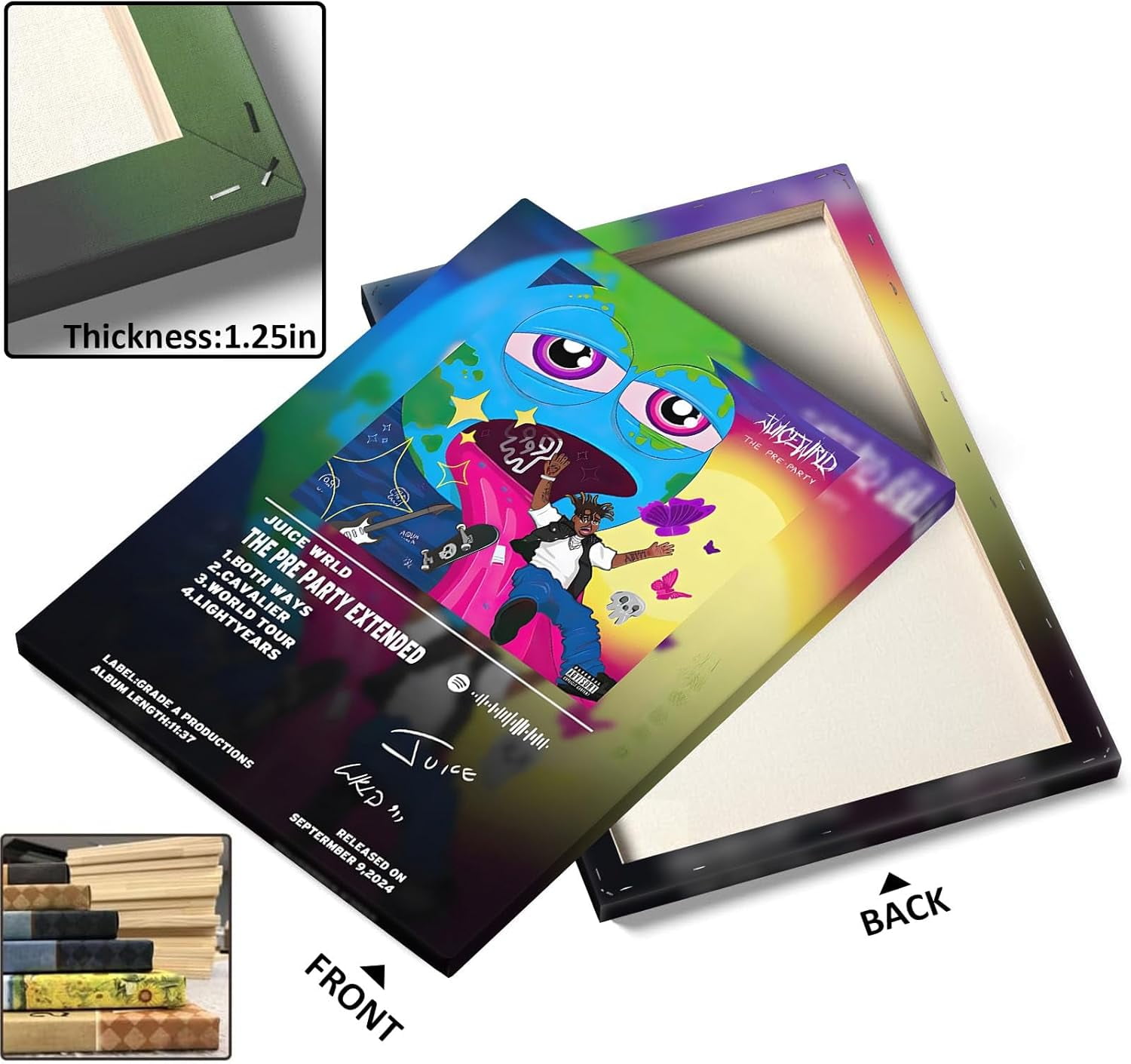 P&L Art Juice Wrld The Pre Party Extended Canvas Wall Art, Rapper Singer Album Cover and Poster Framed Print Art, Aesthetic Picture Print Art for Bedroom or Landscape Office Room Decor Gift 11x14inch