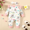 thumbnail image 4 of KIMI BEAR Newborn Baby Girls Rompers Long Sleeves Bodysuits Loala Print Fall Baby Girls Bodysuits with Headband 2pcs Girls Clothes 3-6 Months, 4 of 8