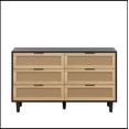 thumbnail image 4 of 51.18"6-Drawers Rattan Storage Cabinet Rattan Drawer with White Drawer Slides,for Bedroom,Living Room,Black, 4 of 7