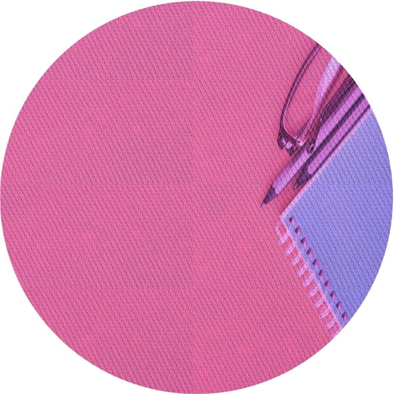 Ahgly Company Machine Washable Indoor Round Transitional Deep Pink Area Rugs, 6' Round