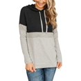 thumbnail image 2 of Women's Color Block Hoodies Fall Long Sleeve Sweatshirt Casual Drawstring Pullover Tops Striped Tunic Shirts, 2 of 5