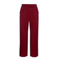thumbnail image 5 of RPVATI Petite Linen Pants for Women Summer Drawstring Elastic Waist Lounge Pants Trendy Wide Leg Lightweight Work Trousers with Pockets Wine M, 5 of 7
