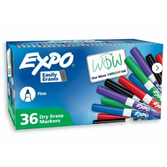 EXPO Dry Erase Markers, Fine Tip, Assorted Colors, 36 Count