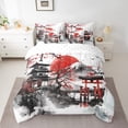 thumbnail image 2 of Erosebridal Red Sun Bedding Sets Queen Size, Flower Tree Comforter Sets with Sheets, Mount Fuji Room Decor, Reversible 7-Piece, 2 of 5