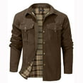 thumbnail image 2 of Miluxas Mens Flannel Lined Shirt Jacket Lightweight Snap Button Western Jacket Rugged Outdoor Cowboy Shirts Jackets Brown, 2 of 7
