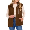 thumbnail image 1 of Plebaso Veste Sans Manches pour Femmes à Fermeture Éclair, Col Montant, Veste Duveteuse en Molleton pour Femmes avec Poches, 1 of 6