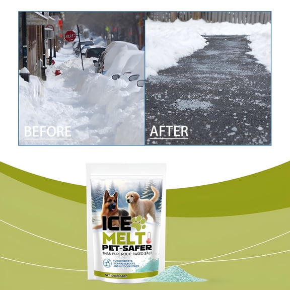 BANIRO Snow and Ice Melter,Fast-Acting Pellets,Calcium Magnesium Acetate Formula,100G Fast-Acting Deicer and Remover,For Driveway,Concrete,Sidewalk and Outdoor Spaces