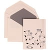 JAM Paper® Wedding Invitation Set, Large, 5 1/2" x 7 3/4"- Grey Card with Grey Lined Envelope Large Wedding Invitation Colorful Birds Set, 50/pack