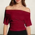 thumbnail image 2 of RUTAYY Women's T-Shirt Solid Color Summer Asymmetrical Waistband Short Sleeve Tee Shirts Warm Weather Breathable Trendy Vacation Tees, 2 of 4