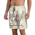 thumbnail image 2 of Salouo Two Cowboys Riding Horses In The Desert Pattern Swim Trunks for Men,Men's Hawaiian Bathing Suit Swimsuits Quick Dry Swimming Board Shorts Beach Shorts with Pockets-Small, 2 of 6