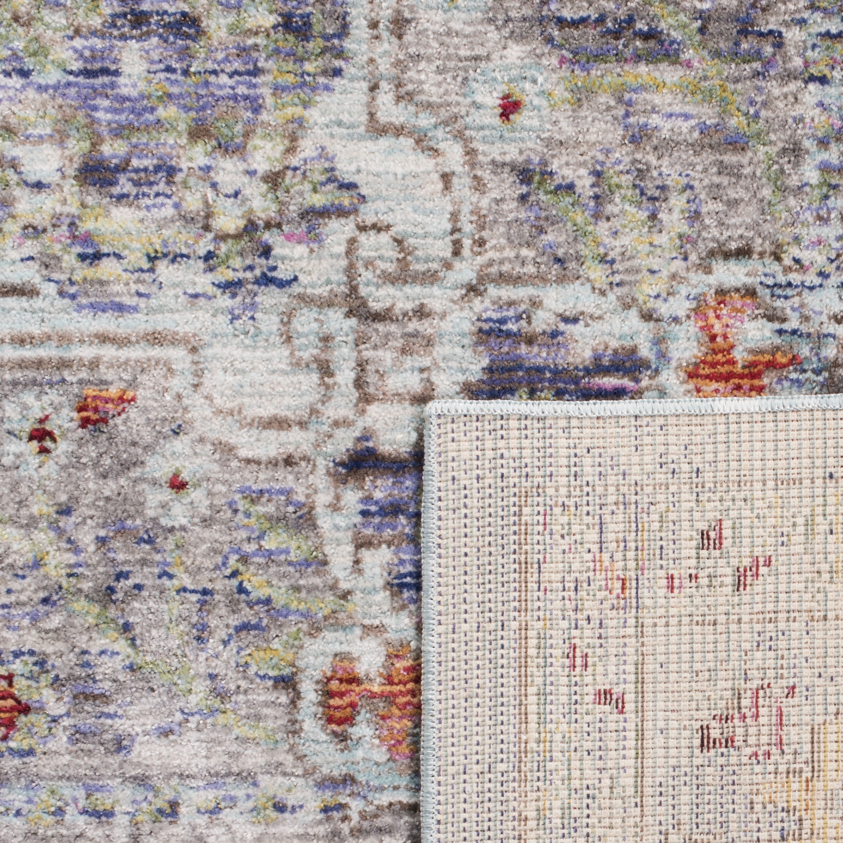 SAFAVIEH Valencia Joyce Bordered Oriental Polyester Area Rug, Blue/Multi, 8' x 10'