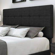 Homfa Queen Size 4 Storage Drawers Bed Frame, Square Tufted Upholstered Platform Bed with Adjustable Headboard, Black