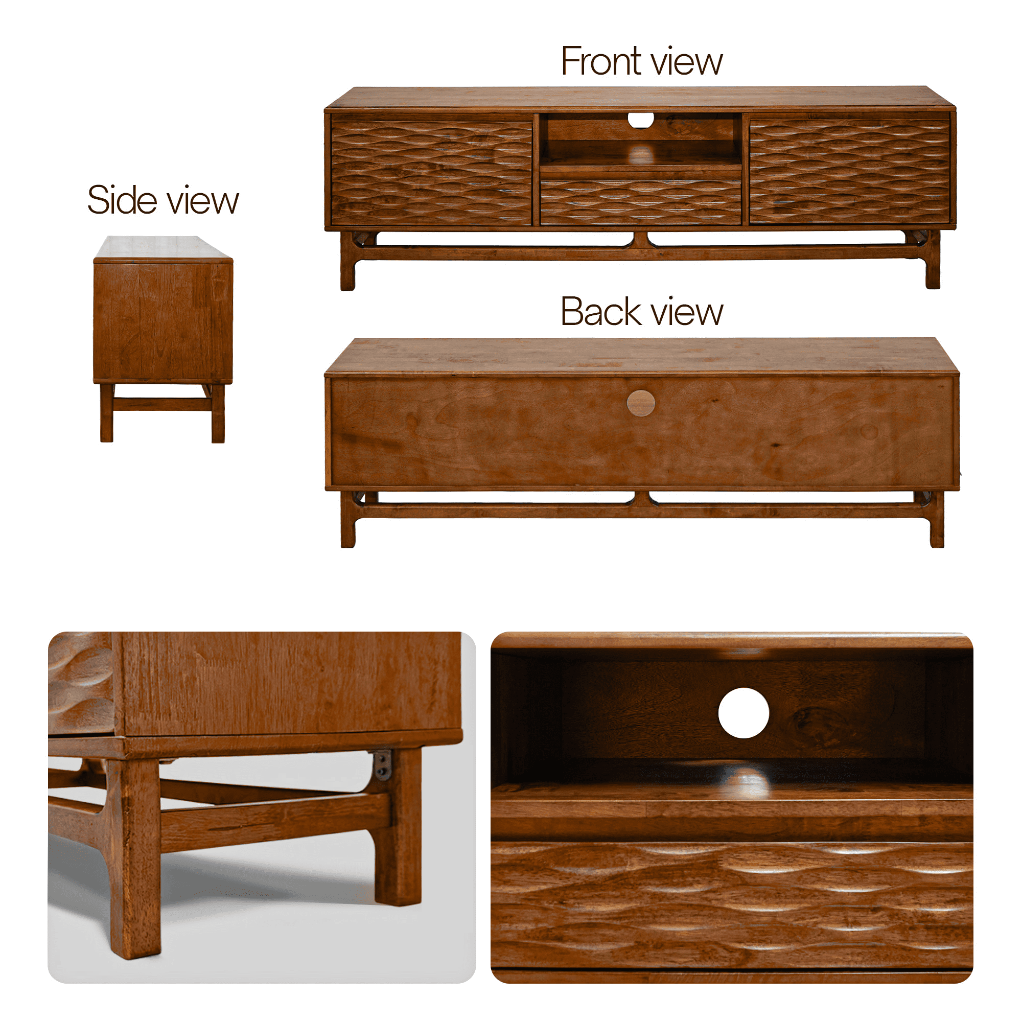 Acacia Elara TV Stand for TVs up to 75" Media Console Entertainment Center, Walnut