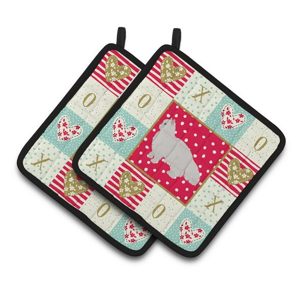 White Persian Traditional Cat Love Pair of Pot Holders