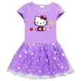 thumbnail image 5 of Hello Kitty nuevo vestido de estilo europeo y americano para niñas falda de princesa de manga corta de hilo de red de estrella y Luna de algodón para niños, 5 of 5