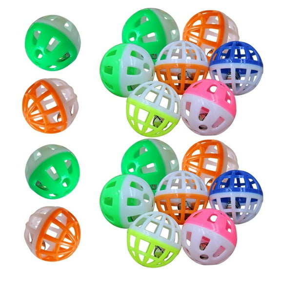 VRHE 18Pcs Pet Cat Kitten Play Balls With Jingle Bell Pounce Chase Rattle Toy