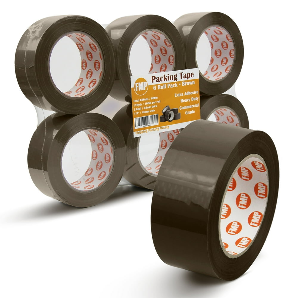 [6 Pack] 110 Yard x 1.9" Inches, 2.7mil Thick, Brown Packing Tape Rolls