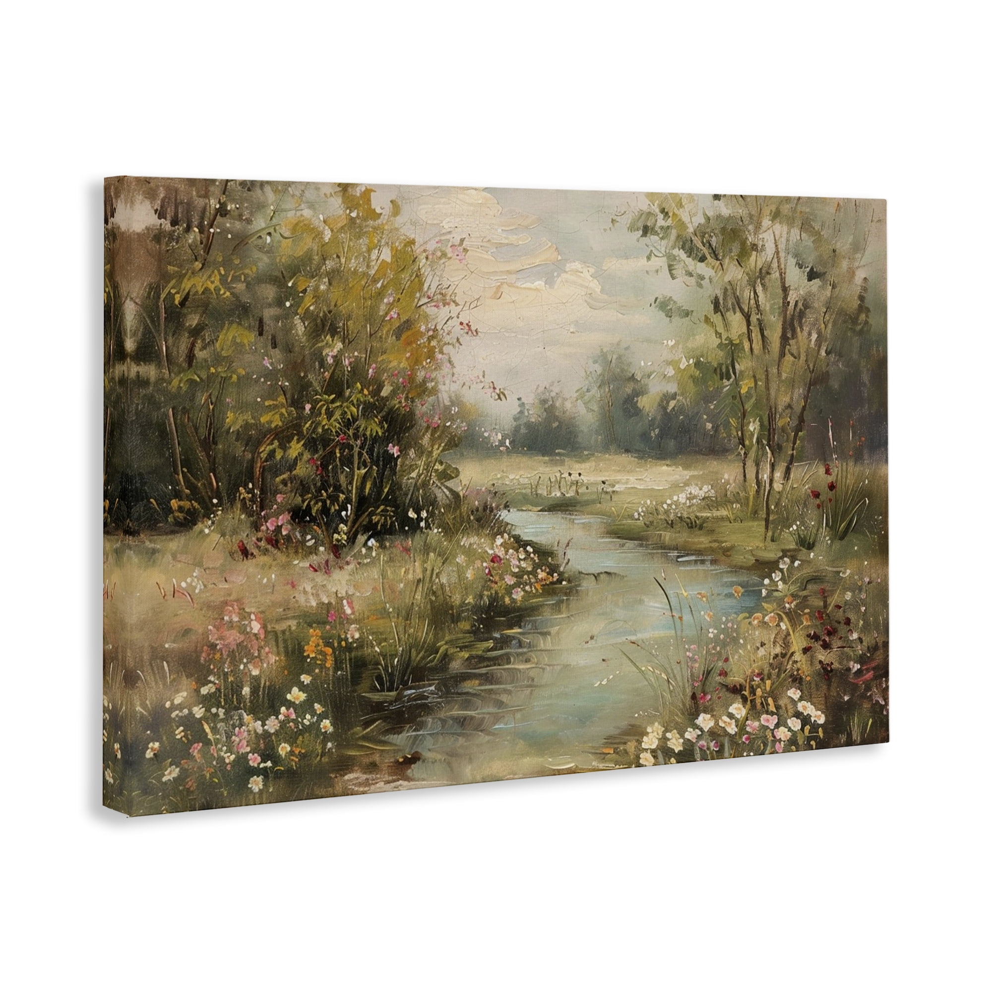 Stupell Industries Spring Stream Landscape Landscape & Nature Painting Wrapped Canvas Art Print Wall Art, 30 x 20