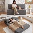 thumbnail image 4 of LEHZROAJ 4-in-1 Folding Sofa Bed , Convertible Sleeper Chair with Pillows, Fodable Mattress Floor Couch for Living Room, Bedroom, Grey, 4 of 10