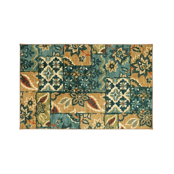 Floral Patterned Nylon Area Rug With Latex Backing, Small, Multicolor