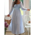 thumbnail image 5 of Women'S Bohemian Style Casual Resort Dress U-Neck Long Puff Sleeve A-Line Maxi Dress Blue S, 5 of 9