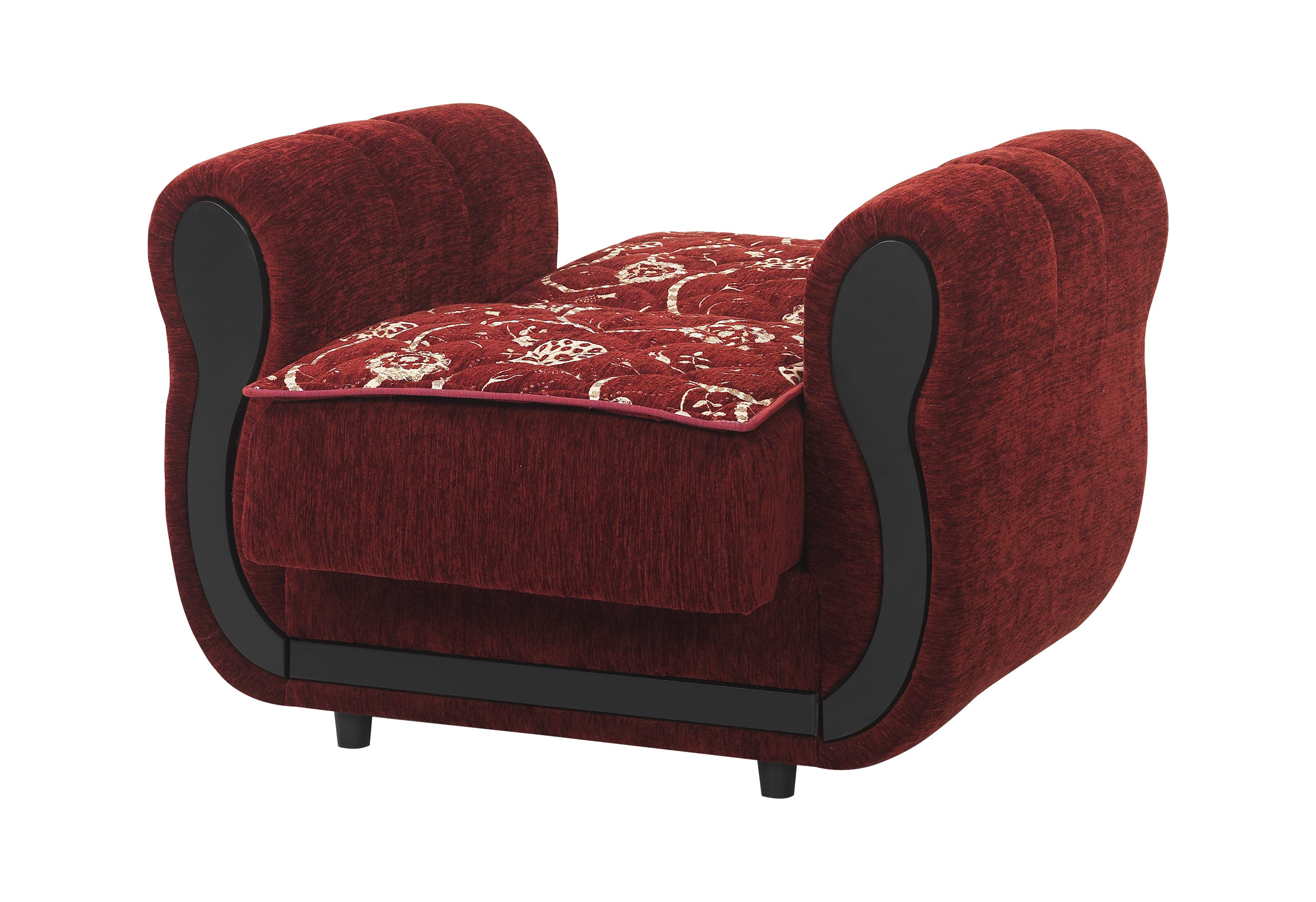 Ottomanson Convertible Accent Armchair with Hidden Storage, Firm Comfort Seating, Burgundy
