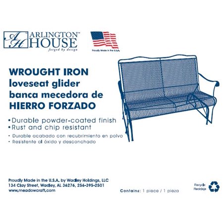 Arlington House Wrought Iron Glider Outdoor Chair For Two Arlington House Wrought Iron Glider Outdoor Chair For Two