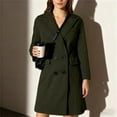thumbnail image 2 of Niaviben Tweed Coat Double Breasted Peacoat Women Long Peacoat Women Long Womens Coat Womens Jackets Casual Womens Winter Long Coats Women's Wool & Pea Coats Green M, 2 of 6