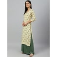 thumbnail image 5 of Janasya Indian Women's Beige Rayon Botanical Print Straight Kurta, 5 of 8