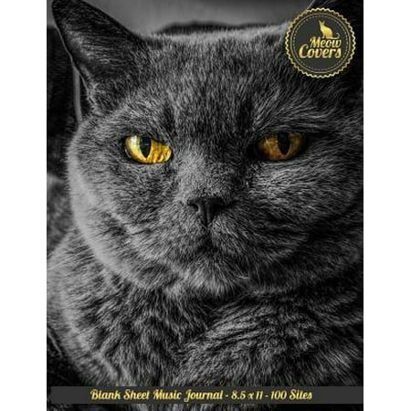 Meow Covers Blank Sheet Music Journal - 8.5 X 11 - 100 Sites: Blank Notebook, Journal for Own Music, Musical Nodes Like Guitar, Violin, Flute, Trumpet (Best Sites Like Amazon)