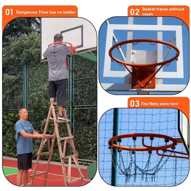 CEORPER Outdoor Basketball Net Heavy Duty Basketball Netting Hoop PU Basketball Frame