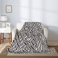 thumbnail image 2 of Sikiie Black White Stripes Cozy Flannel Fleece Throw Blanket: Lightweight & Thick for All Seasons - Perfect for Women, Men, & Kids"50"x40", 2 of 6