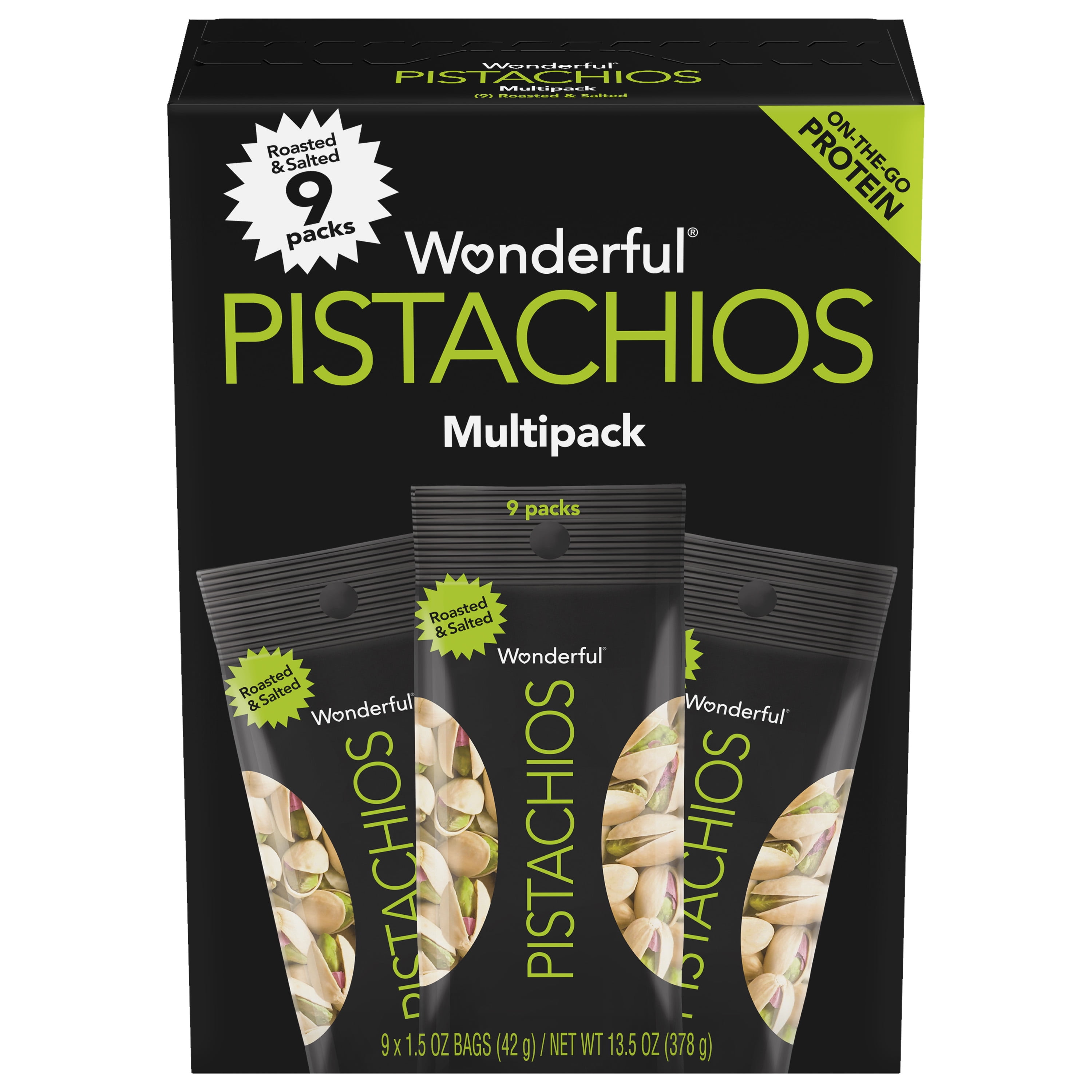(5 pack) Wonderful Pistachios In-Shell Roasted & Salted, 1.5 oz (Pack of 9)