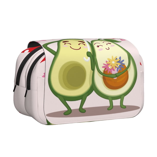 Easygdp Avocado Lovers Wearing Umbrella para Estuche de Lápices con Tapa Flip, Suministros de Oficina y Universidad para Adolescentes y Adultos