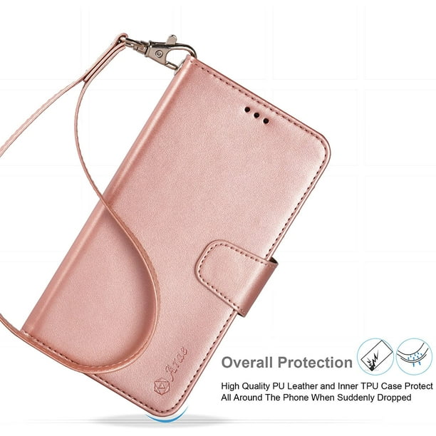 AIMTYD Case for iPhone X/Xs, Premium PU Leather Wallet Case [Wrist