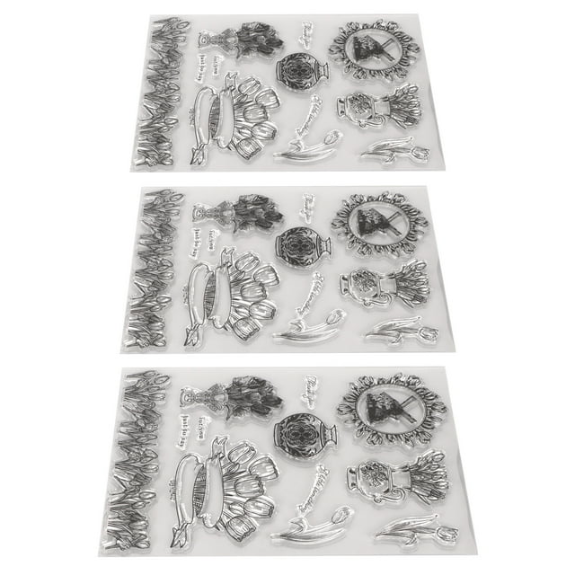 Sellos para hacer tarjetas, 3 uds., sello transparente, sellos transparentes únicos, sellos transparentes DIY, elegantes y modernos Jadeshay A