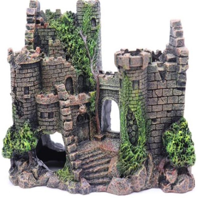 Decoraciones para acuarios de castillo, adornos para peceras con musgo para escondite de Betta