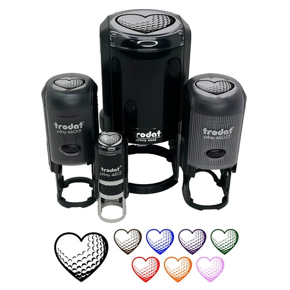 Heart Shaped Golf Ball Sports Self-Inking Rubber Stamp Ink Stamper - Lime Green Ink - Small 3/4 Inch