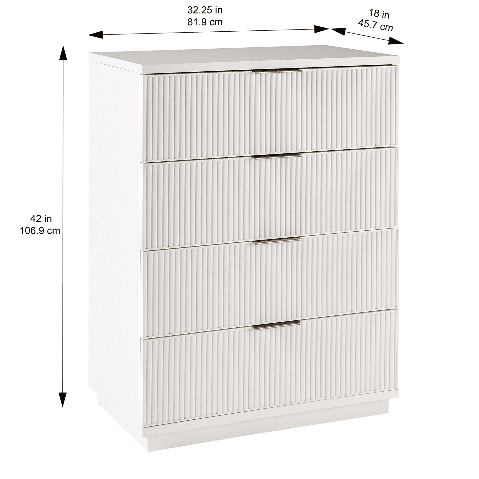 Better Homes & Gardens Lillian 4 Drawer Dresser and 2 Nightstands Bedroom Set, White