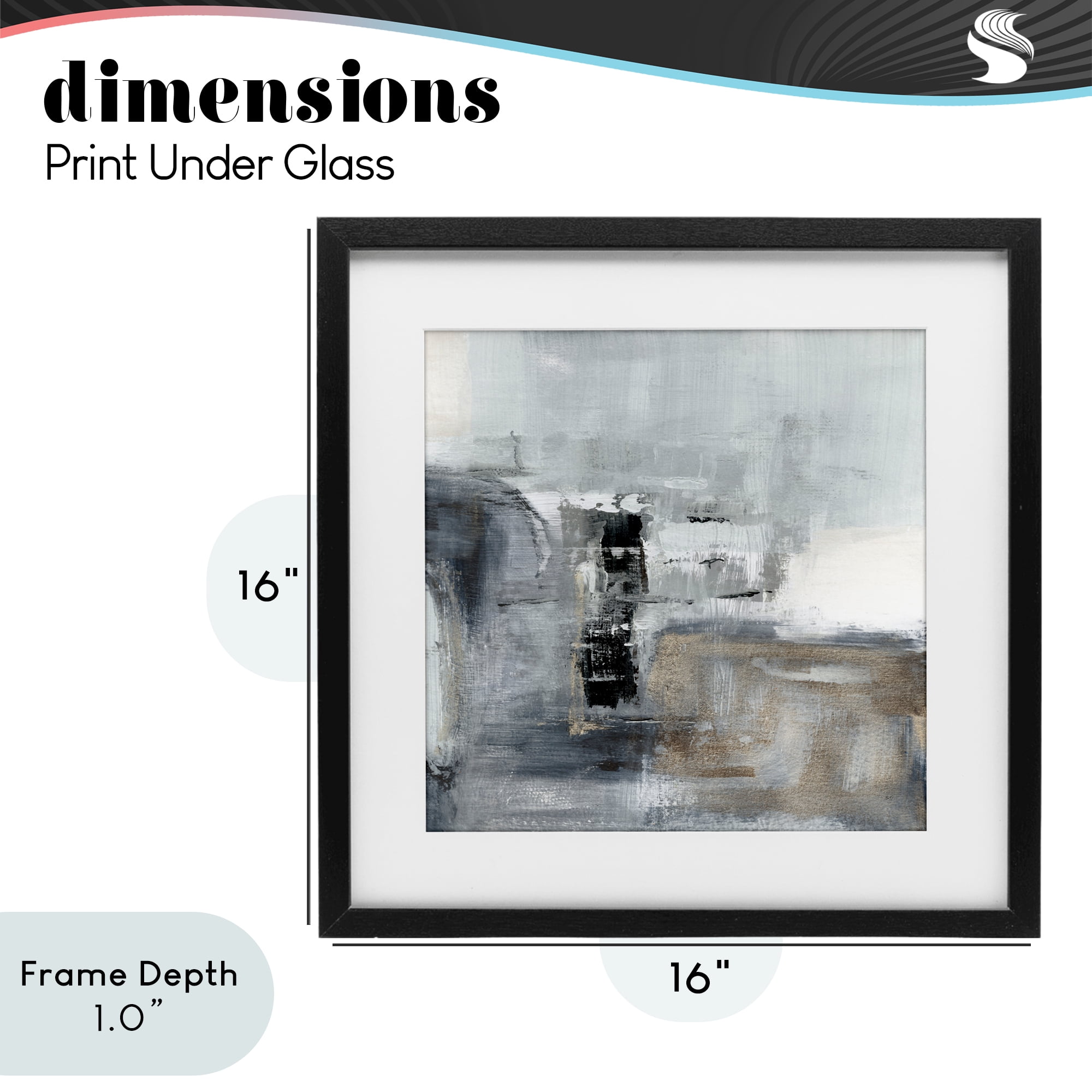 Stupell Industries Still Waters Monochrome Abstraction Black Framed Print Under Glass, design by Susan Jill