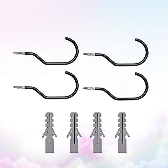SEWOART 4Sets Bike Hook Heavy Duty Steel Mount with Bolts Black for Wall Storage