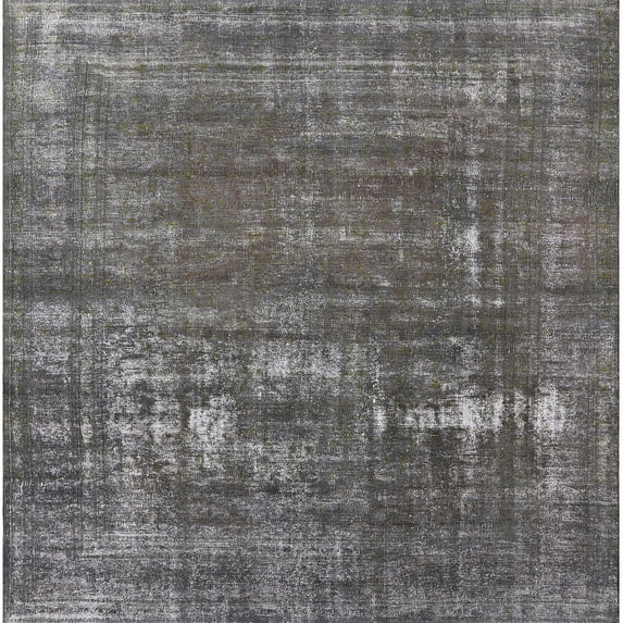 Ahgly Company Indoor Square Mid-Century Modern Gunmetal Gray Oriental Area Rugs, 8' Square